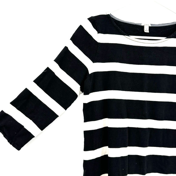 J. Crew size 6 black and white striped longer sleeve tunic top dress 100% cotton - Picture 3 of 4